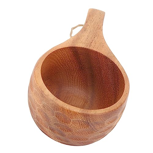 UPQRSG 220 Ml Holz Campingbecher, Traditionelles Nordisches Holzdesign, Wärmeisolierende, Fein Polierte Kaffeetasse mitGriff, Tragbarer Holzbecher Trinkbecher für Outdoor Wanderungen(B)