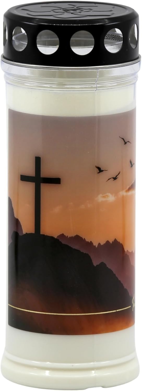 Ceri Votivi Con Parapioggia - Durata 7 Giorni - Set Di 4 Lumini Per Cimitero - Cera Bianca - Foto 5