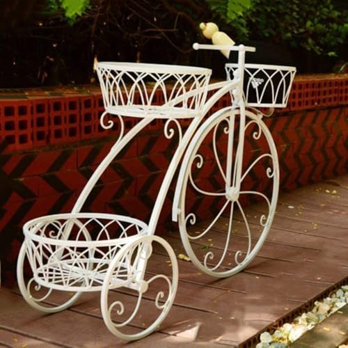 Image of Bee Creative Attractive Multi Tired Plant Stand Indoor /Outdoor, Multipurpose Stand, Racks, Planter Stand (Cycle White)