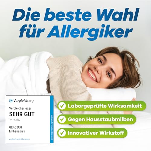 Gerobug Protect Milbenspray für Matratzen 1000 ml - Hausstaubmilben-Spray - Milbenschutz - Milbenabwehr - Mittel gegen Milben - Anti Milben-Spray für Matratzen, Polster - Effektive Milbenabwehr