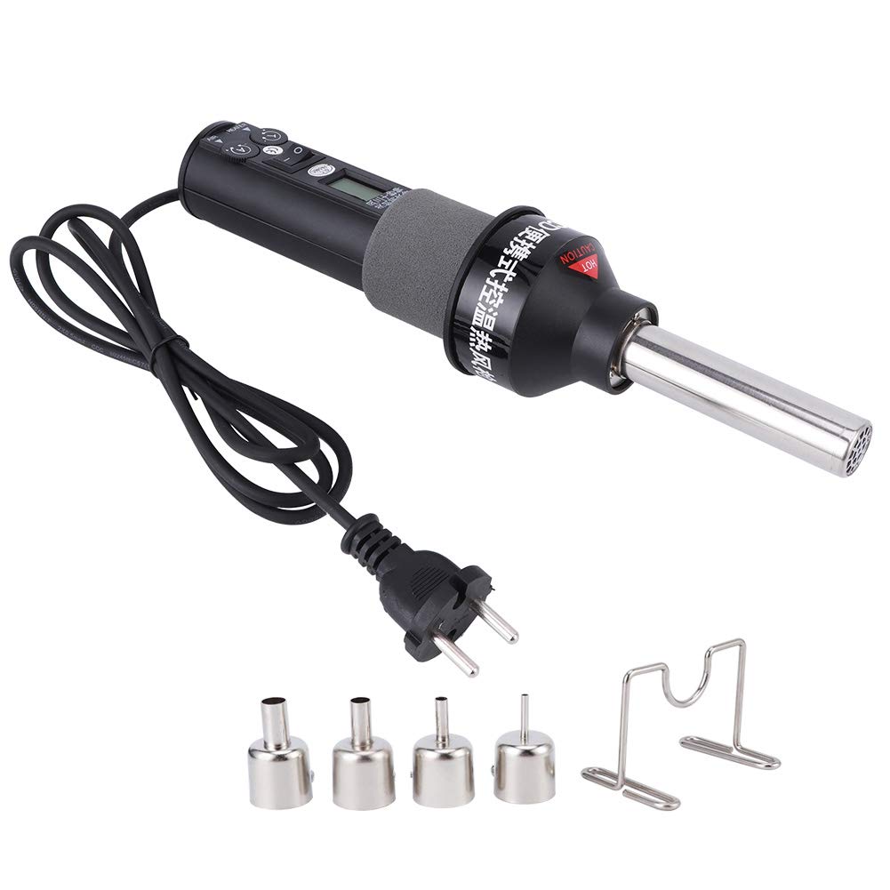 Mini Warmtepistool 9 Spuitmonden 450W Heteluchtpistool Thermostaat 9 Tuyere Digitale Display Industrieel Elektrisch Gereedschap EU-stekker AC 220V, Geschikt Voor Het Desolderen Van Verschillende Afschermdozen Heat Gun