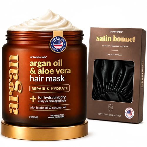 Artnaturals Hair Mask for Dry, Damaged Hair - Deep Conditioning Treatment - Argan Oil and Jojoba Treatment - Repair Mask for Curly, Frizzy Color-Treated Hair