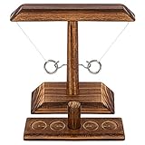 Ring Toss Games for Kids Adults, Fast-paced Interactive Game, Outdoor Indoor Handmade Wooden Ring Toss Games-Brown, Best