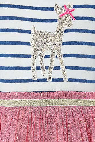 Youlebao Girls Cotton Long Sleeve Casual Cartoon Appliques Striped Jersey Dresses2