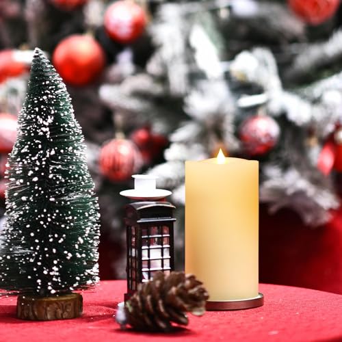 Image of 1PCS, 3 x 6 inches Flameless Candle with Remote Control, 3D Flickering Wick, Real Wax, Battery Candles,with Timer,Battery Powered Candles,for Holiday Home Decor,Ivory