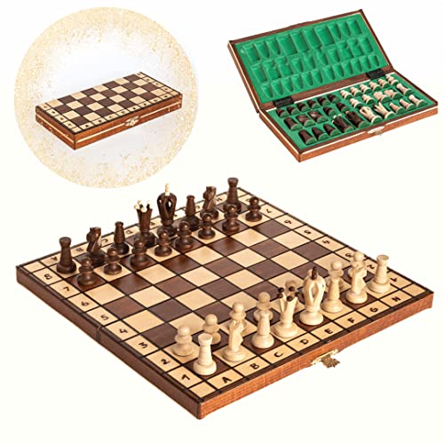 Jeu d'échecs en bois de sycomore pliant taille moyenne