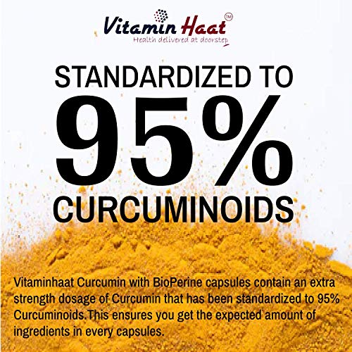 Image of Vitaminhaat Curcumin 95% with Piperine - 500mg, 75 Capsules | Immunity Booster, Anti-Inflammatory, Collagen Support | Ginger & Antioxidant Rich Curcuminoids for Enhanced Health