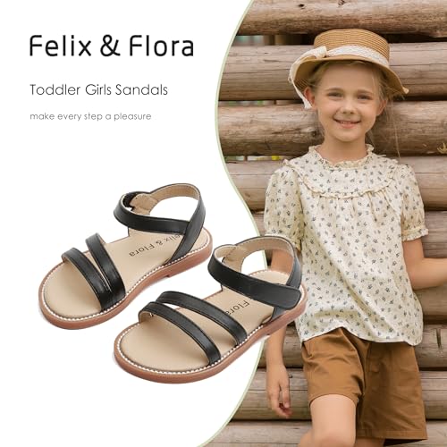 Image of Felix & Flora Toddler Girl Sandals - Little Girl Easter Dress Shoes Lightweight Open Toe Beach Holiday Flats
