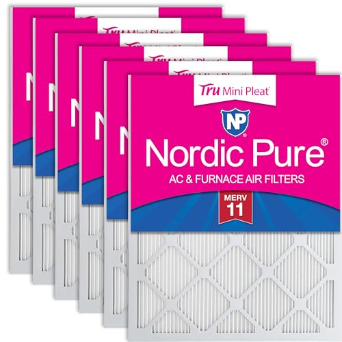 Image of Nordic Pure 16x25x1 Tru Mini Pleat MERV 11 AC Furnace Air Filters 6 Pack | Actual Size: 15 1 /2 x 24 1 /2 x 3 /4 Made in USA, 2.5x More Pleats, Mid-Sized Airborne Particles, Dust, Pollen & Pet Dander
