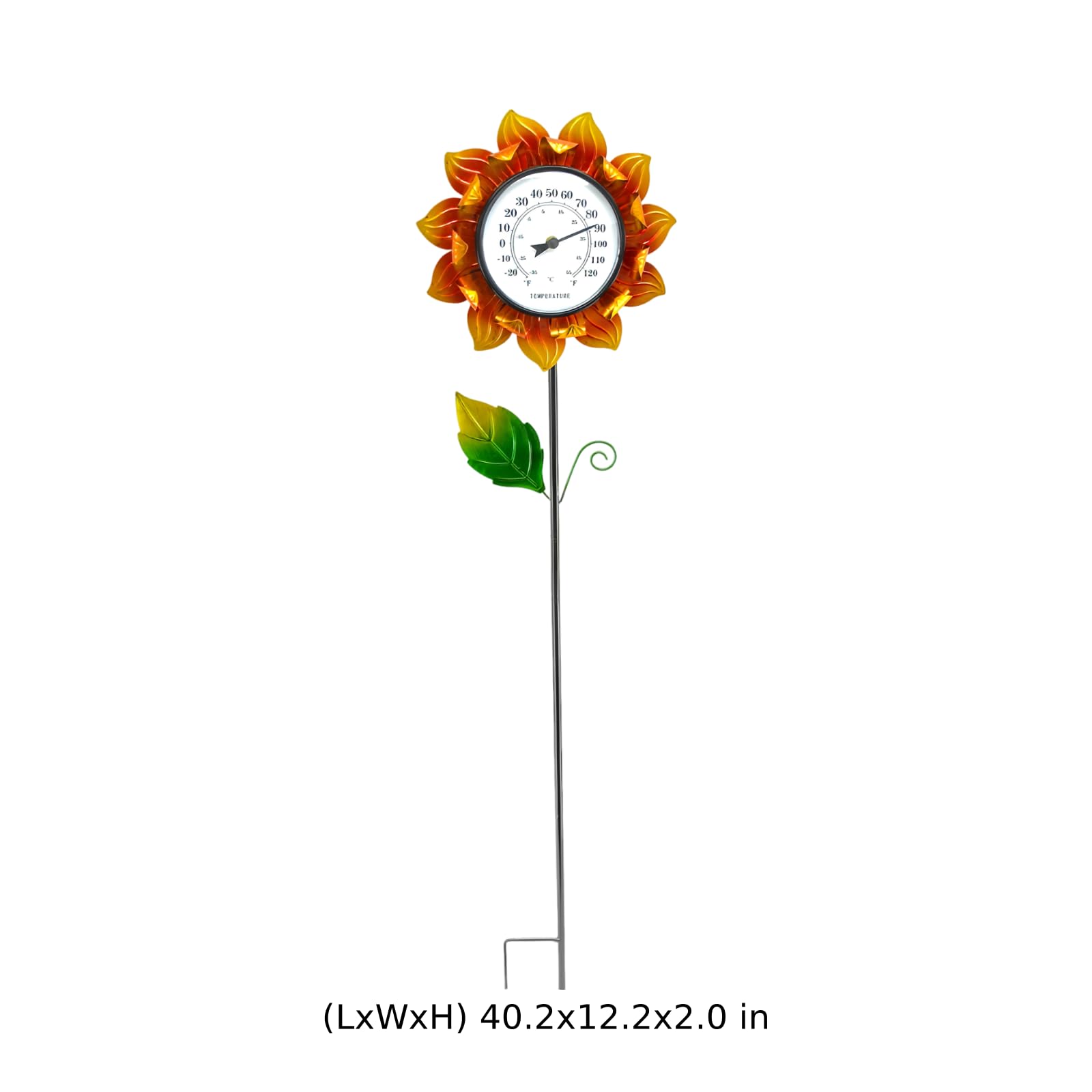 Sonnenblumen Thermometer Garten Deko, 102 cm Metallblume mit Erdspieß, eiserner Temperaturmesser in Sonnenblumenform für Terrasse, Rasen, Blumenbeet und Hof, dekorativer Gartenstab