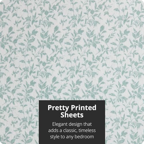 Image of Tahari Home - King Sheets, 4-Piece Cotton Flannel Bedding with Matching Pillowcases, Brushed for Extra Softness, Cozy Home Decor (Flora Sage, King)