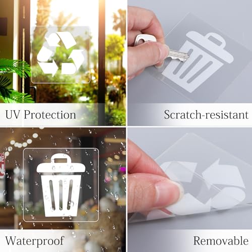 DOPENSPI 20 Pcs Recycle and Trash Stickers, Trash and Recycle Signs Stickers for Trashes Bins Self Adhesive Vinyl Transparent Labels Waste Can Label Signs for Home Office Kitchen（2.83x2.83 Inch） - Thumbnail 2