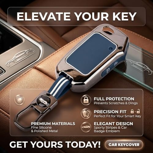 Image of Coll of Fest Premium Metal Blue Silicon Key Cover Compatible with Kia Sonet 2024 | Sonet 2025 | Seltos 2024 | Seltos 2025 | Seltos 2023 | Carens | HTE 3 Button Flip Key Glow in the Dark