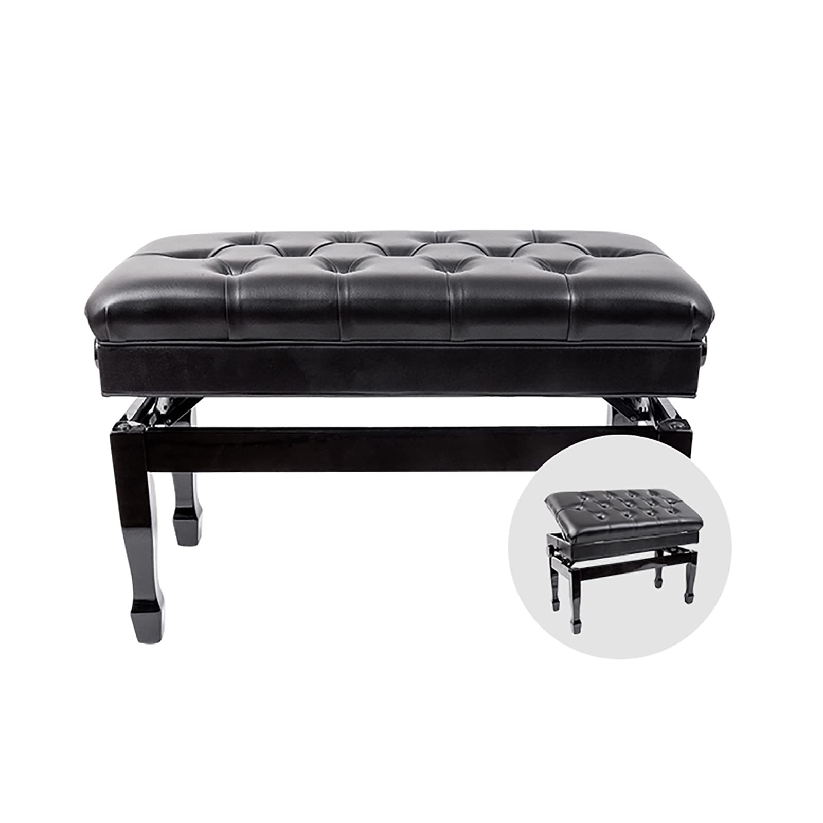 Panca regolabile in pelle per pianoforte con spazio per musica e sollevamento idraulico