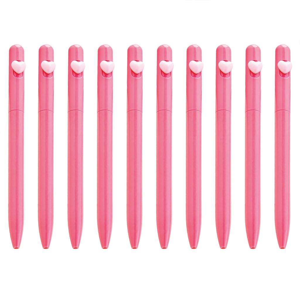 Buxuaaaa 10pcs 1.0mm Ballpoint Pen Smooth Writing Pen Black Inks Stationery Love Heart Ballpoint for School Oil