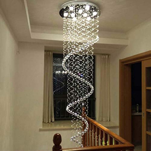 70% Off Discount SEFINN FOUR Modern Crystal Chandelier Spiral Design 6 Light Crystal High Ceiling Pendant Light Chandelier for Living Room Hotel Stairs Foyer Entryway Height 87 inch Flush Mount Diameter 20 inch