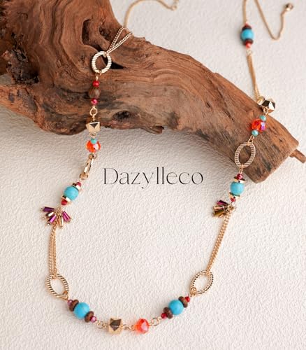 Long Gold Boho Necklaces for Women Beaded Statement Chain Long Necklace Gold Costume Jewelry Birthday Gifts for Her4