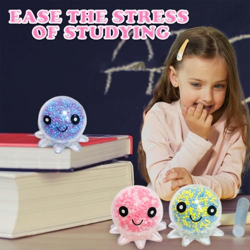 JAWUZ 4 Stück Stressball Octopus Leuchtendes,Antistress Spielzeug,Squishy Anti Stress Bälle,Für Adhs,Partytüten Füllstoff Stressabbau Spielzeug Für Weihnachten