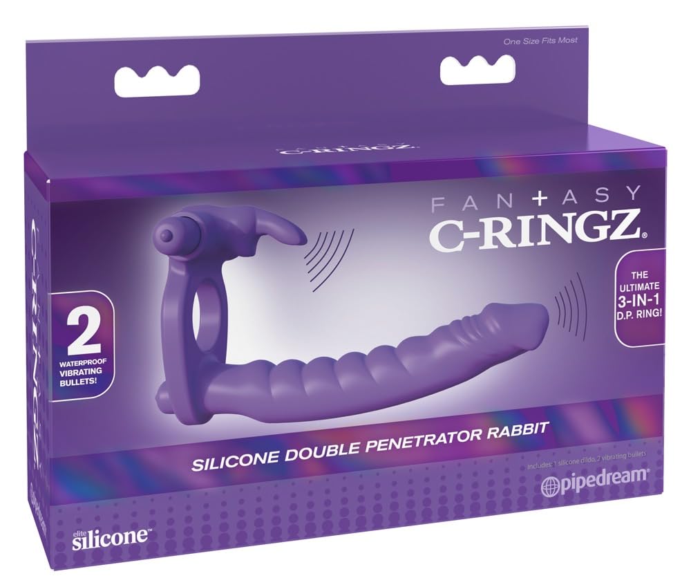 Amazon.com: Pipedream Fantasy C-Ringz Silicone Double Penetrator Rabbit  Dildo, Purple, 1 Pound : Health & Household