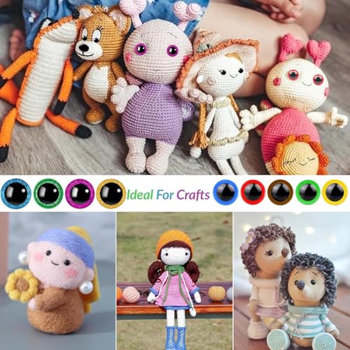 Image of 1100PCS Safety Eyes and Noses for Amigurumi, Stuffed Crochet Eyes with Washers, Craft Doll Eyes and Nose for Teddy Bear Crochet Toy Stuffed Doll and Plush Animal Gifts (1100PCS Safety Eyes)