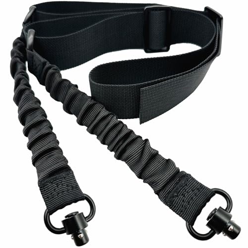 GGYOU 2 Point Rifle Sling, 1.5 inch Traditional Gun Sling with QD Sling Swivles, Adjustable Extra Long Metal Buckle QD Sling for Mlock