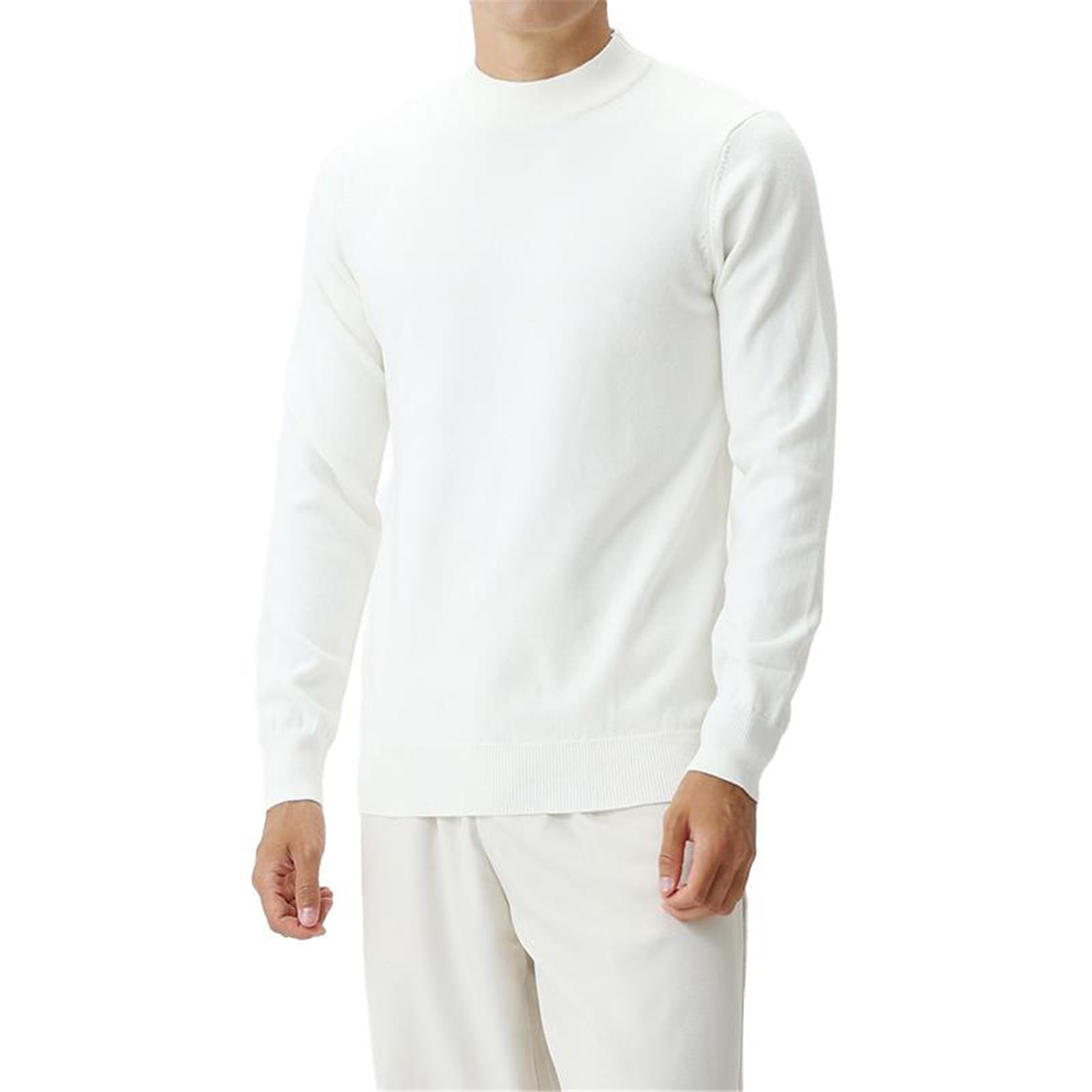 Męski sweter z dzianiny jesień zima półgolf wełna slim fit ciepła warstwa bazowa pulower topy męskie