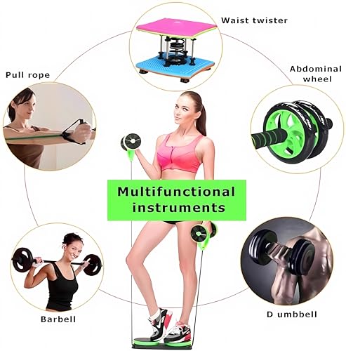EUROXANTY-Rodillo Ejercicio Rueda Rally Dispositivo Multifuncional Abdominal Muscular Doble Rueda Dispositivo Abdominal Rally Cuerda de Rally de la Rueda Abdominal Fitness Rally Cuerda - imagen 8