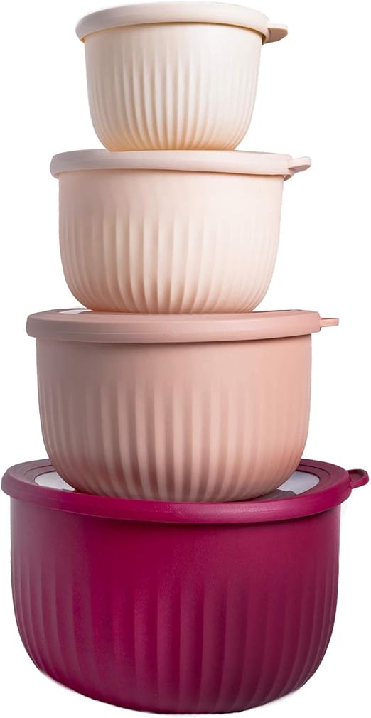 COOK WITH COLOR Prep Bowls with Lids 8 Piece Nesting Plastic Small