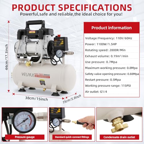 Ultra Quiet 2.4 Gallon Air Compressor