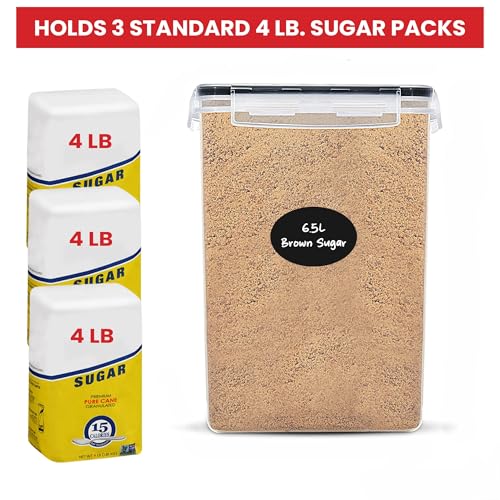 Image of Extra Large Flour and Sugar Storage Containers 6.5L /220 Fl. oz; Set of 2 Plastic Bulk Airtight Food Storage Rice Containers With Lids - Kitchen Pantry Organizer and Storage Canisters, Marker & Labels