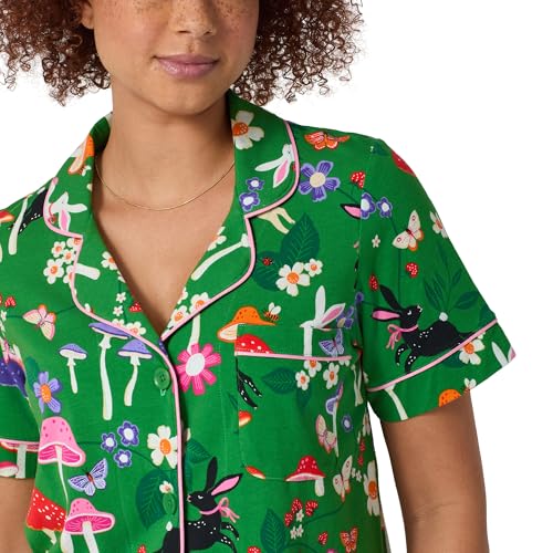 Image of Bed Head PJs Womens Matching Pajamas - Soft Organic Short Sleeve Button Down PJ Shirt & Shorts Set - Sleepwear & Loungewear