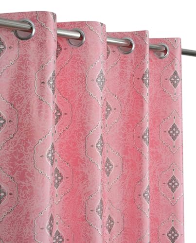 Image of Room Darkening Home Decor Curtains for Living Room, Bedroom Doors and Windows Panel, Parda, Eyelets Hanging, Pink, 4 x 8 Feet, 1 Piece