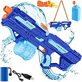 KESSER® Elektrische Wasserpistole mit Akku Spritzpistolen 1000 ml + 600 ml Extra-Tank große Wasserspritzpistole für Kinder und Erwachsene, Sehr Stark 8m Reichweite, Spielzeug im Freien Navyblau