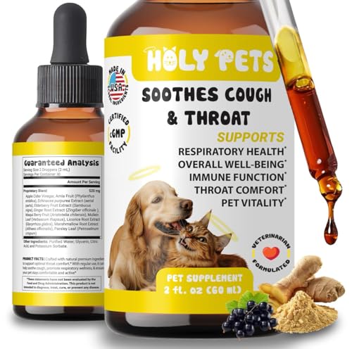 Holy Pets Cough Medicine for Dogs & Cats, Respiratory Infection Support - Sneezing Relief & Kennel...