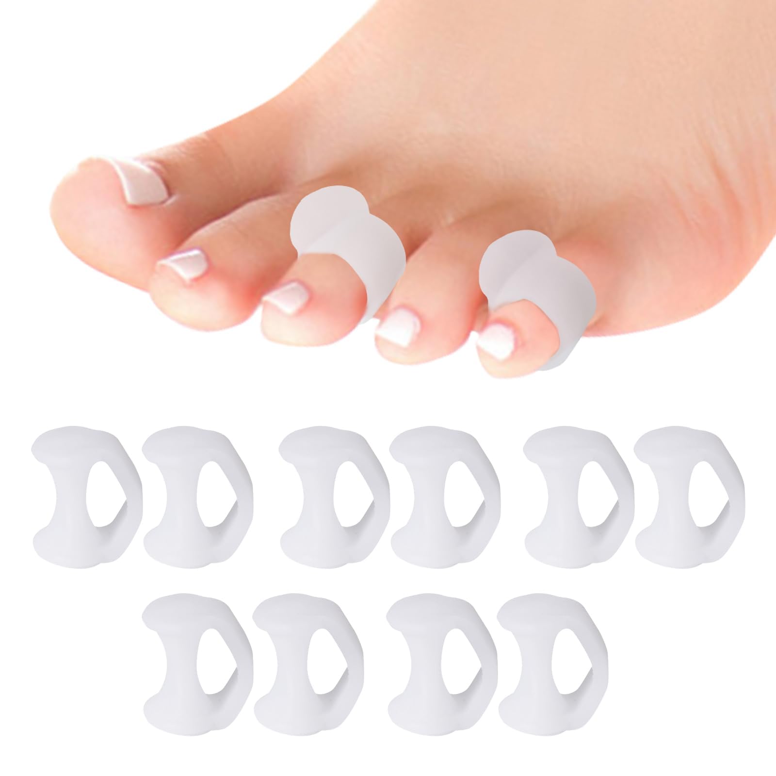 10-Piece Toe Protectors for Women,Toe Separators, Soft Silicone Toe Straighteners, Cushioning for Overlapping Toes, Reduce Rubbing in Closed Shoes, Ease Walking Discomfort-image-41