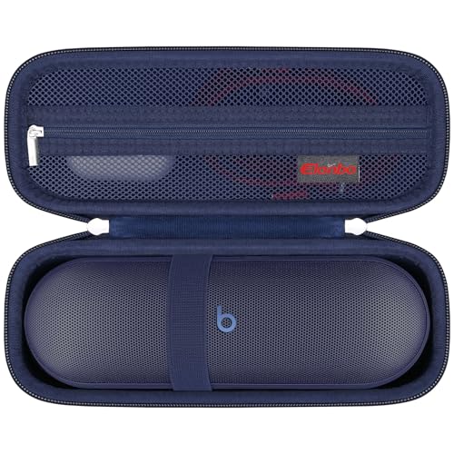 Elonbo Étui de transport pour Beats Pill - Haut-parleur Bluetooth portable, Beats Pill - Étanche - Sac de voyage rigide - Poche en maille pour chargeur - Bleu