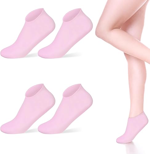 Molain 2 pares de calcetines de silicona para mujer, calcetines hidratantes de silicona, calcetines de silicona para pedicura, callos suavizantes,