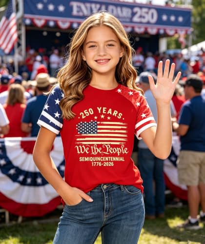 Image of Kids 250th Anniversary USA Shirts Boys Girls USA Shirt 4th of July Outfits Cute Patriotic Top