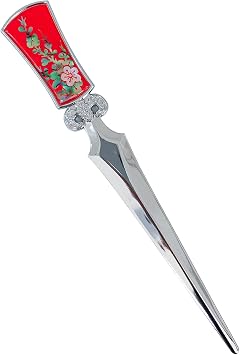 Inlay with Mother of Pearl Metal Steel Office Knife Hand Cutter Blade Envelope Letter Opener Blossom Red