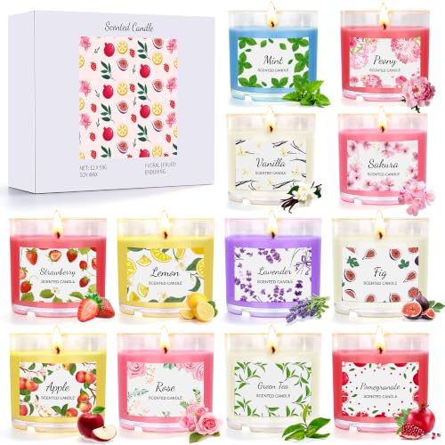 Image of Scented Candles Gift Set, 12Pcs 2.5OZ Natural Soy Wax Long Lasting Portable Travel Tin, Perfect Candles Gifts Set for Women, Birthdays, Weddings, Christmas, Yoga, Bath (12pcs)