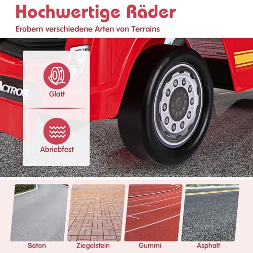 GOPLUS Kinder Rutschauto Mercedes Benz, Feuerwehrauto zum Schieben mit Rückenlehne, Hupe & Musik, Stauraum unter dem Sitz, Rutschfahrzeug für Kinder im Alter von 2-6 Jahren bis 23kg – Bild 7