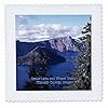 3dRose qs_55305_5 Crater Lake and Wizard Island in Summer, Klamath County, Oregon Quilt Square, 14 by 14-Inch #1