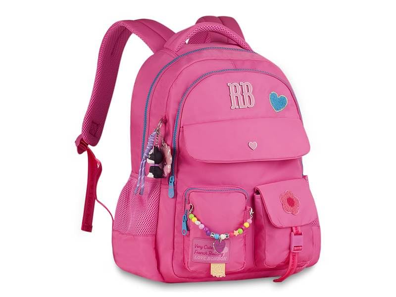Mochila de Costas Rebecca Bonbon Soft Miçangas RB24593 Nylon (Rosa)