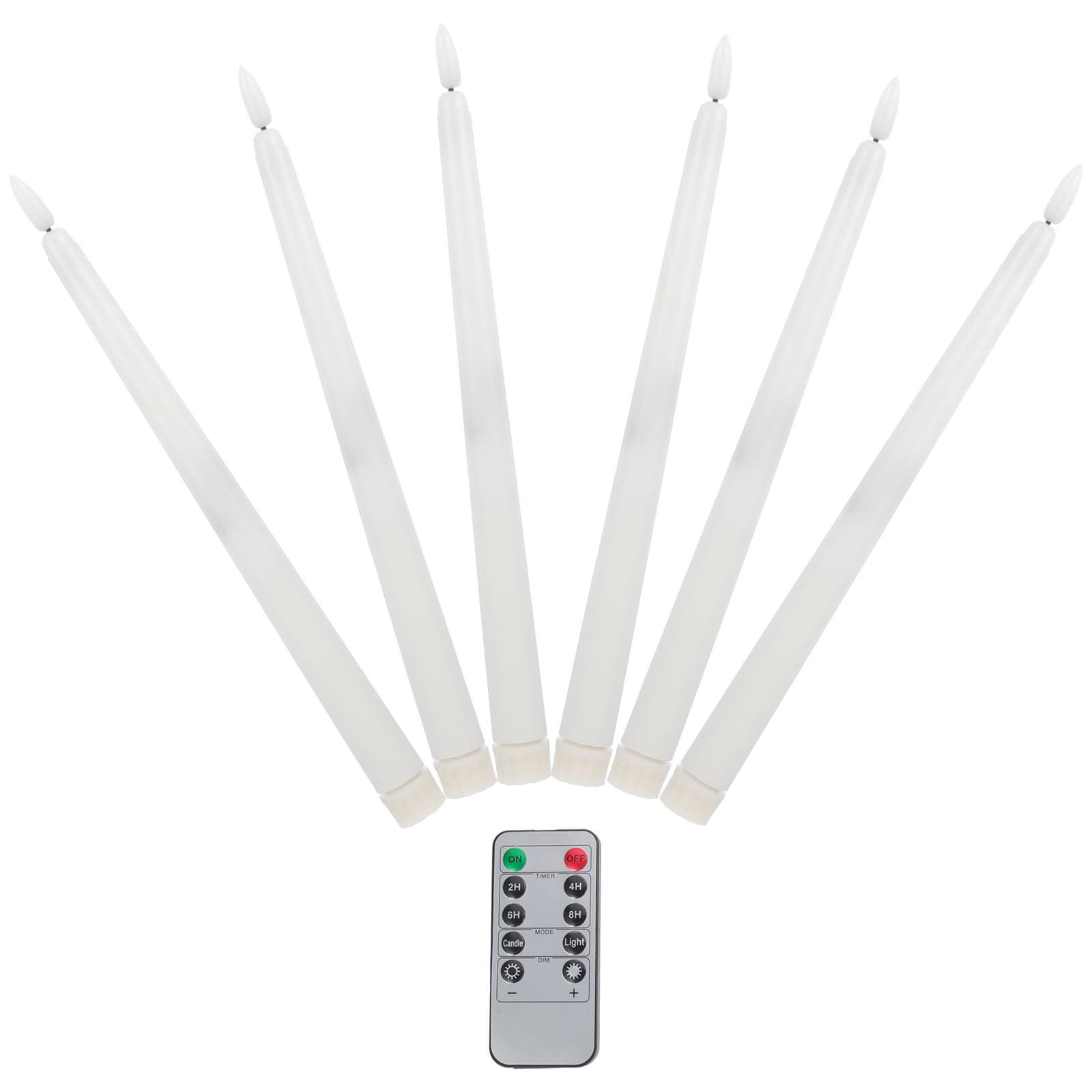 6 Pezzi Candele LED senza Fiamma Coniche Bianco Caldo con Telecomando 10 Tasti senza Goccia Decorazione Tavolo Ufficio