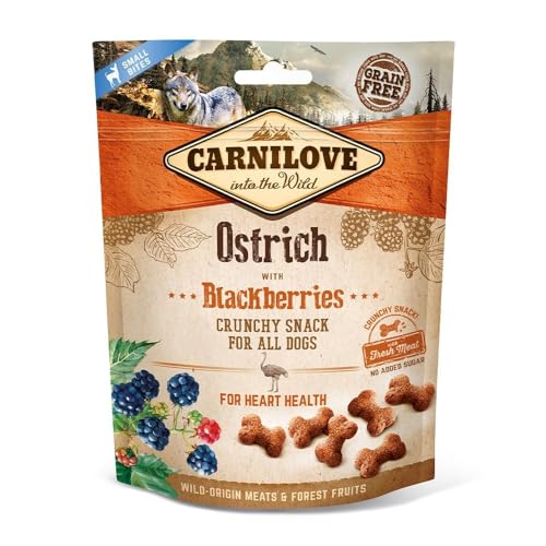 Carnilove Crunchy Snack Ostrich with Blackberries | 3er Pack | 3 x 200 g | Snack mit Strauß und Brombeere für Hunde | Brombeere als natürliche Quelle von Antioxidantien