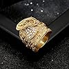 Premium Yellow 9ct Gold Plated Waterproof Saddle Ring with Stones - Premium Jewellery Gift for Men and Teens (size 8 - UK size P) - Bling King London #1