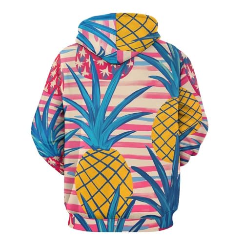Sweat à capuche rayures d'ananas colorées pour un style décontracté
