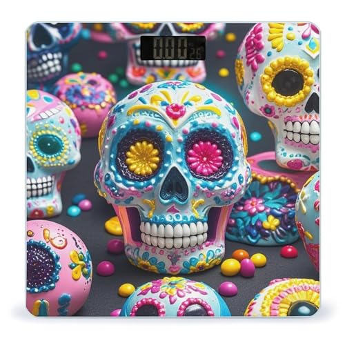 Báscula digital de baño Sugar Skulls en vidrio templado miniatura 1