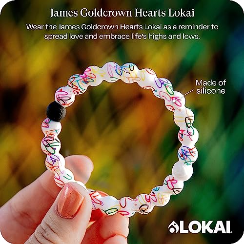 Lokai Silicone Beaded Bracelet For Women & Men, Artist Collection - James Goldcrown Hearts, (Large, 7 Inch Circumference) - Jewelry Fashion Silicone Bracelet Slides-On, Comfortable Fit #TOP1