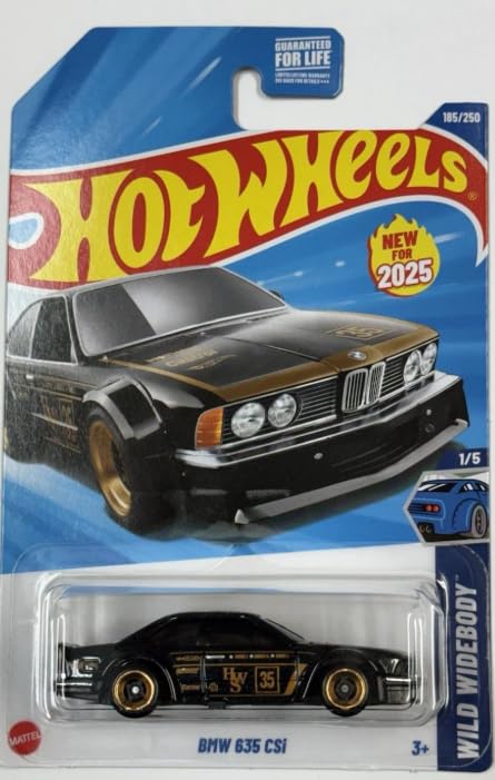 Hot Wheels BMW 635 CSi [Black & Gold], Wild Widebody 1/5, 185/250, 1:64 Scale Diecast Car